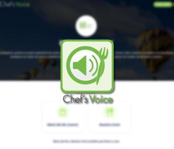 Fotomontaje del logo de Chef&#039;s Voice sobre la plataforma desenfocada